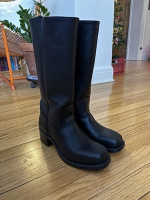 Botas Frye Campus 14L Hasta la Rodilla Cuero Negro con Tacón Mujer EE. UU. 8 1/2 Foto 1 de 4