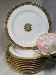 (10) Minton Gold Encrusted 10.25 Inch DINNER PLATES For Gilman Collamore - Picture 1 of 11