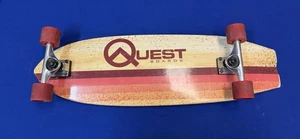Quest Longboard Cruiser 36” Retro Rayas Cubierta Ruedas Rojas Kicktail Skateboard  - Imagen 1 de 3