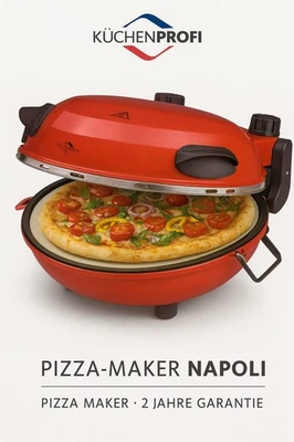 Küchenprofi Pizzamaker Steinofen-Pizza NAPOLI 230V 1200W 150-430°C Rot NEU - Bild 1 von 3