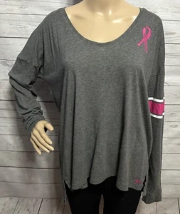 Under Armour Breast Cancer Awareness Shirt Large Gray Pink White Scoop Neck Top - Picture 1 of 14