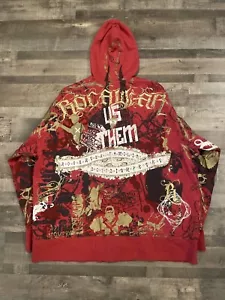 Vintage AOP Roca Wear Zip-Up Jacke Hoodie Gr. 4XL rot 90s Grunge (F404) - Bild 1 von 10