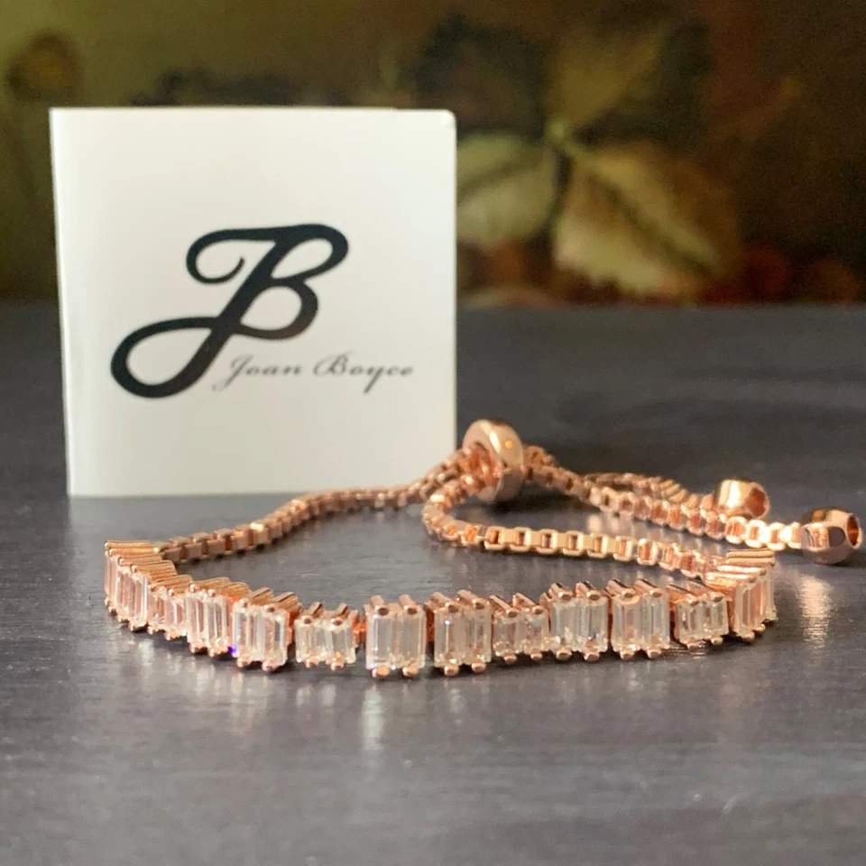 Pulsera Ajustable Oro Rosa Joan Boyce Baguette Piedras Elegante Estate Foto 1 de 4