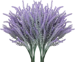 10 Bundles Fake Flowers Artificial Lavender Faux Plastic Plants for Home Decor W - Picture 1 of 12