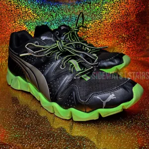 SCARPE RUNNING PUMA SHINTAI nere verde fluo flex-groove OrthoLite runner ritirate - Foto 1 di 17