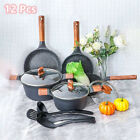 12 Pieces Hammered Cookware Set Granite Coated Nonstick Pots and Pans Set Black