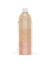 RRP£250 ROSANTICA Gold Crystal Embellished Chain Strap Borracia Water Bottle NEW - Picture 1 of 22