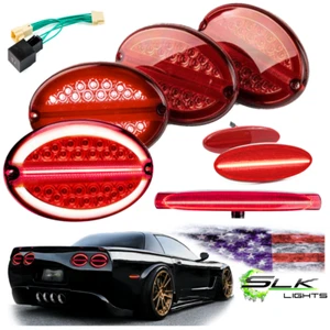 C5 Corvette Halo Tail Lights LED Hyper-Flash Harness 97-04 Vette 3pc Bundle RED - Picture 1 of 13