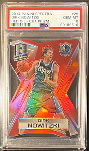 ( /25 PSA 10 ) Dirk Nowitzki 2014-15 Spectra #25 Red Die-Cut Prizm Mavericks HOF