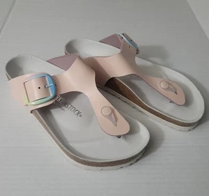 Birkenstock Womens Gizeh Big Buckle Lt. Rose Leather Flip Flops SIZE 39 L8 M6. - Picture 1 of 7