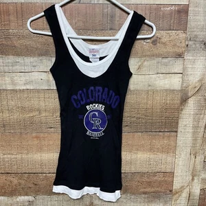 Junior Damen Colorado Rockies Faux Lagenlook Tanktop schwarz. NEU - Bild 1 von 3