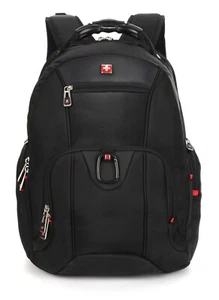 Swiss 16 Inch Waterproof Laptop Backpack Durable Travel & School Bag 38L Black - Picture 1 of 11