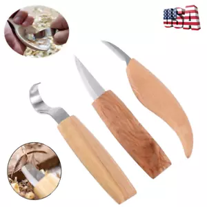 Confezione 3 coltelli da intaglio legno set gancio sbiancante kit fai da te artigianato strumento manuale USA - Foto 1 di 9