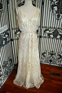 SR782 ANGELINA FACCENDA SZ 14 IVORY $295 COCKTAIL PARTY FORMAL DRESS GOWN - Picture 1 of 6