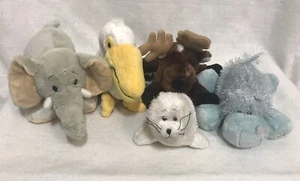 Lot of  5 WEBKINZ -Elephant,White Sea Lion,Pelican,Reindeer,Hippo~No Codes - Picture 1 of 4
