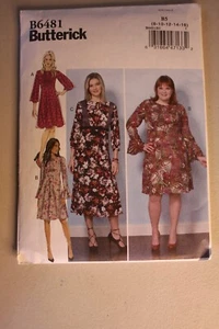 Butterick pattern B6481 High Waist Dress w Inset, Sleeve Flounce MISSES Sz 8-16 - Picture 1 of 5