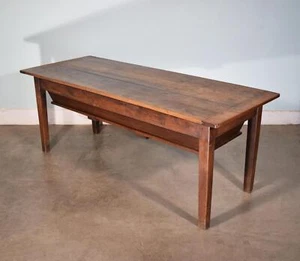 Antique French Trunk Table/Farm Table/Desk in Solid Chestnut Wood - Picture 1 of 15