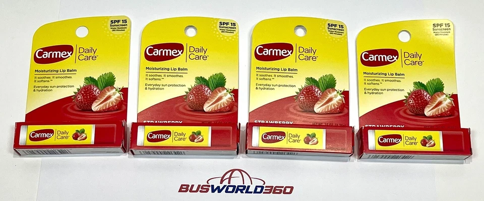 Carmex Daily Care Moisturizing Lip Balm Stick Strawberry SPF 15 0.15 Oz