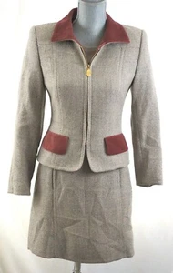 Vestido y Chaqueta de Tweed con Hebilla de Lana Elegante RENA LANGE - Talla 4 - Imagen 1 de 11