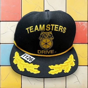 VTG Teamsters 90S Union Drive Snapback Trucker Hat Voyager Men Gold Leaves Black - Picture 1 of 10