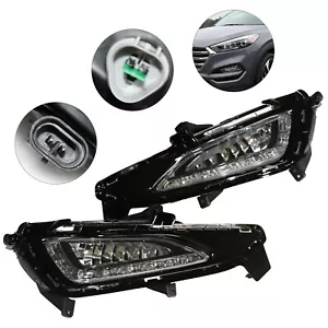 1 Pair LED DRL Daytime Running Lamp Fog Lights For Hyundai Tucson 2015 2016-2017 - Picture 1 of 20
