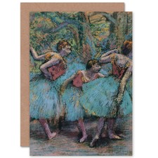 Edgar Degas Three Dancers Blue Tutus Red Bodices Fine Art Blank Greeting Card