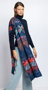IVKO Schal Scarf Tuch 190 cm blau blue rot red Wolle Mohair 222680 - Bild 1 von 5