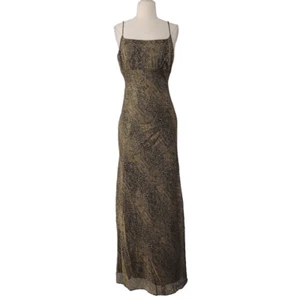 Vtg Y2K Betsey & Adam by Jaslene Snake Print Glittery Formal Maxi Dress Sz S/M - Picture 1 of 11