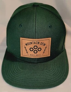Mountain Dew Trucker Strapback Cap Hat Dark Green, Leather Patch One Size - Picture 1 of 11