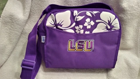 LSU TIGERS INSULATED COOLER LUNCH BOX BAG TOTE PURPLE NEW WOT BEER CLEAN DESDEN Cover
