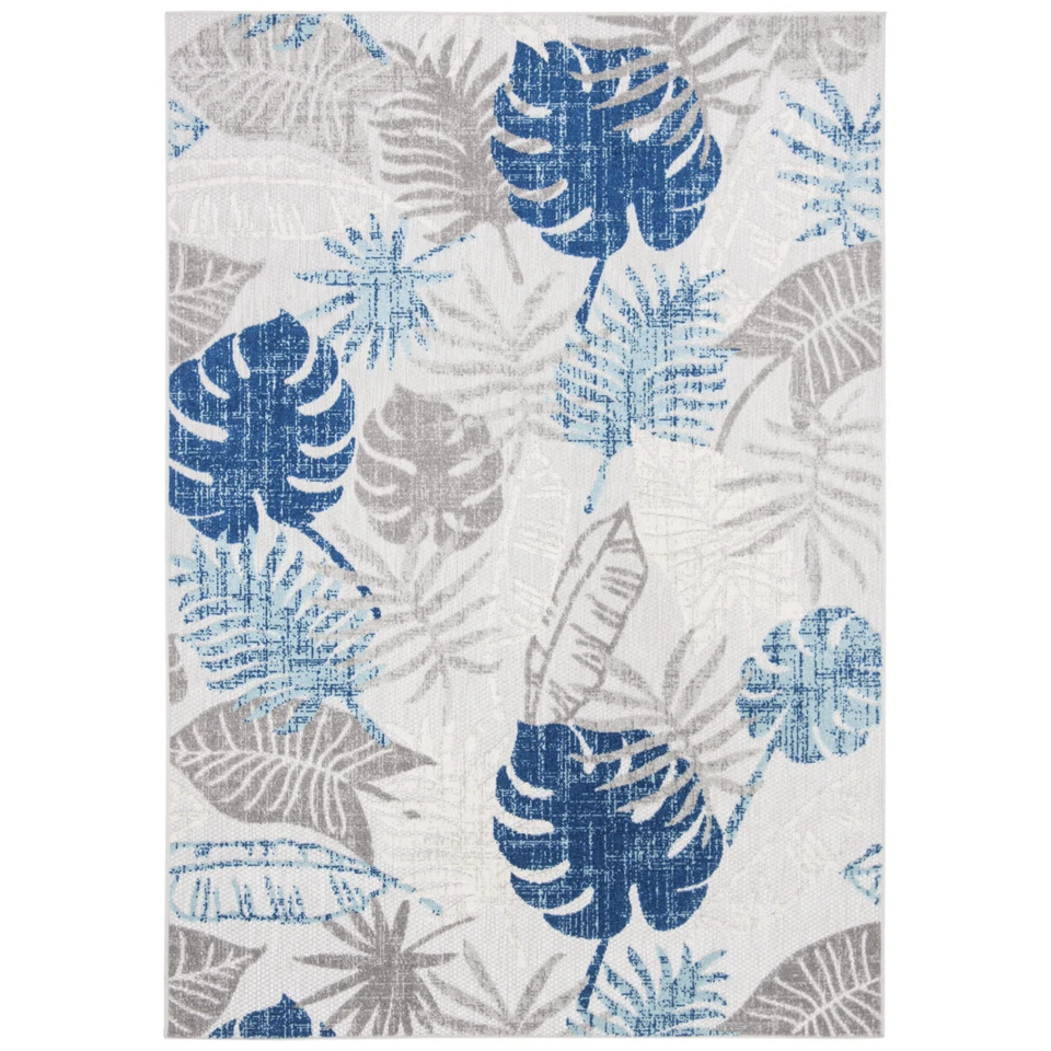 SAFAVIEH Outdoor CBN831F Cabana Collection Grey / Blue Rug - Image 1 of 1