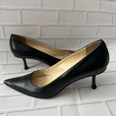 Jimmy Choo Women's Leather Pointed Toe Heel Pumps Black Size 38 - Image 1 of 4