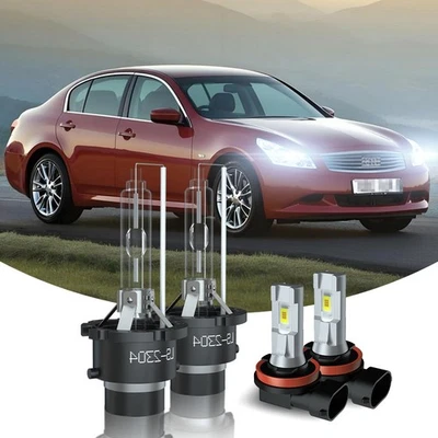 Kit de faros antiniebla altos/bajos LED/HID para Infiniti G37 2008-2013 6000K Foto 1 de 4