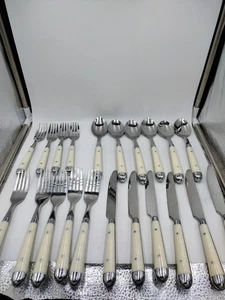 Jean Dubost 21 Pezzi Posate Posate Colore Avorio Manici PLASTICA Inox - Foto 1 di 9