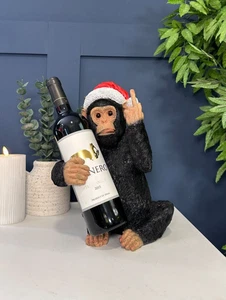 Weihnachten detailliert "Up yours" Affe Weinhalter Ornament Skulptur | Barware - Bild 1 von 8
