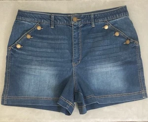 Wit & Wisdom Skyrise Double Side Seam Sailor Shorts Absolution 4" blue Size 16 - Picture 1 of 7