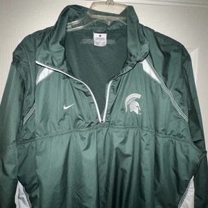 NIKE MICHIGAN STATE SPARTANS Mens Pullover Jacket Windbreaker Large Nice - Picture 1 of 15