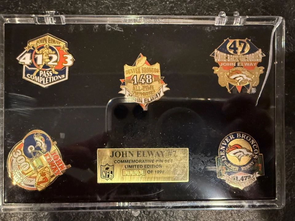 John Elway Juego de 5 Pines Denver Broncos NFL #2/1999 NÚMERO 2 Pin Set!!!!!! Foto 1 de 1