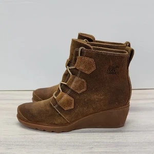 Sorel Mujer Toronto Encaje Cuña Gamuza Cuero Impermeable Botines Marrón 8 - Imagen 1 de 12