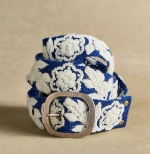 Jenny Krauss Gürtel Medium Navy Blau Cortina Gürtel Wolle Blumen Neu mit Etikett - Bild 1 von 3