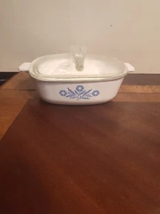 Rare Early 1960-61 Corning Ware Blue Cornflower 1 Quart Dish with Pyrex Lid - Picture 1 of 5