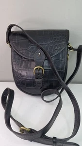 Vintage Lewington & Moon Black leather Saddle Handbag Crossbody VGC - Picture 1 of 12