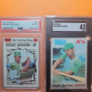 1970T  Reggie Jackson & 1970T Sporting News Reggie 🔥 🔥 Gratted 4 & 6Pair! - Picture 1 of 2