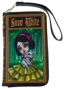 Snow White Wallet Snap Wristlet Black Gold Gift Purse Book Quote Colorful Zipper - Picture 1 of 4