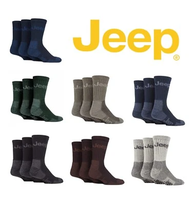 Jeep Mens Boot Socks Outdoor Terrain 3 Pairs in Various Colours Size 6-11, 12-14