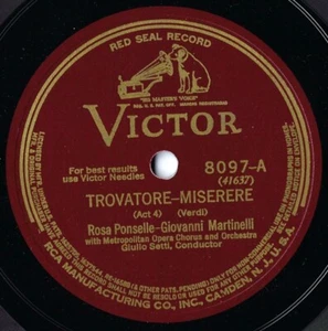 Rosa Ponselle, Giovanni Martinelli, Ezio Pinza 12" 78 RPM - Victor 8097 - Foto 1 di 2