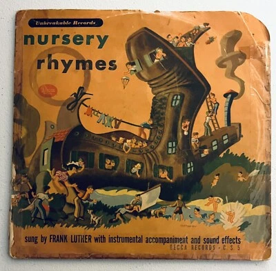 Frank Luther Nursery Rhymes 1946 Double LP Vintage Albums Unbreakable Foto 1 de 4
