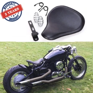 Motorcycle Soft Leather Solo Seat Spring For Harley Davidson Bobber Honda Suzuki - Picture 1 of 12