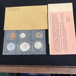 1963 US Mint Proof Set 5 Coins 90% Silver Original Envelope & Cello Flat Pack - Picture 1 of 6