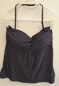 Top Tankini BEACH HOUSE Talla 14 Halter Traje de Baño Lunares Azul Marino - Imagen 1 de 6